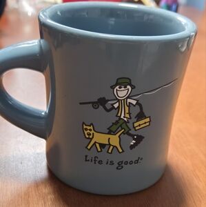 Life is Good Blue Fishing Mug